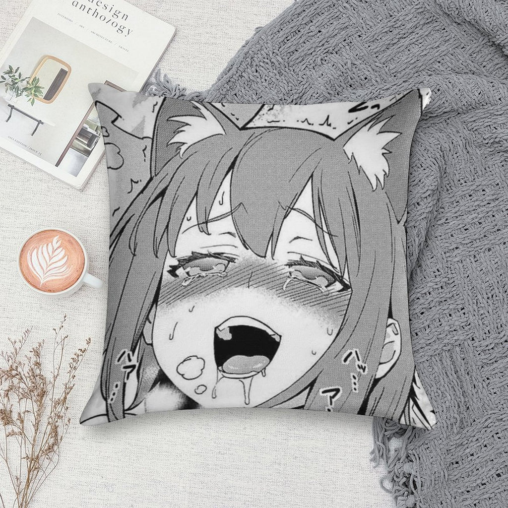 Hentai Girl Soft Reinforced Edging Throw Pillow