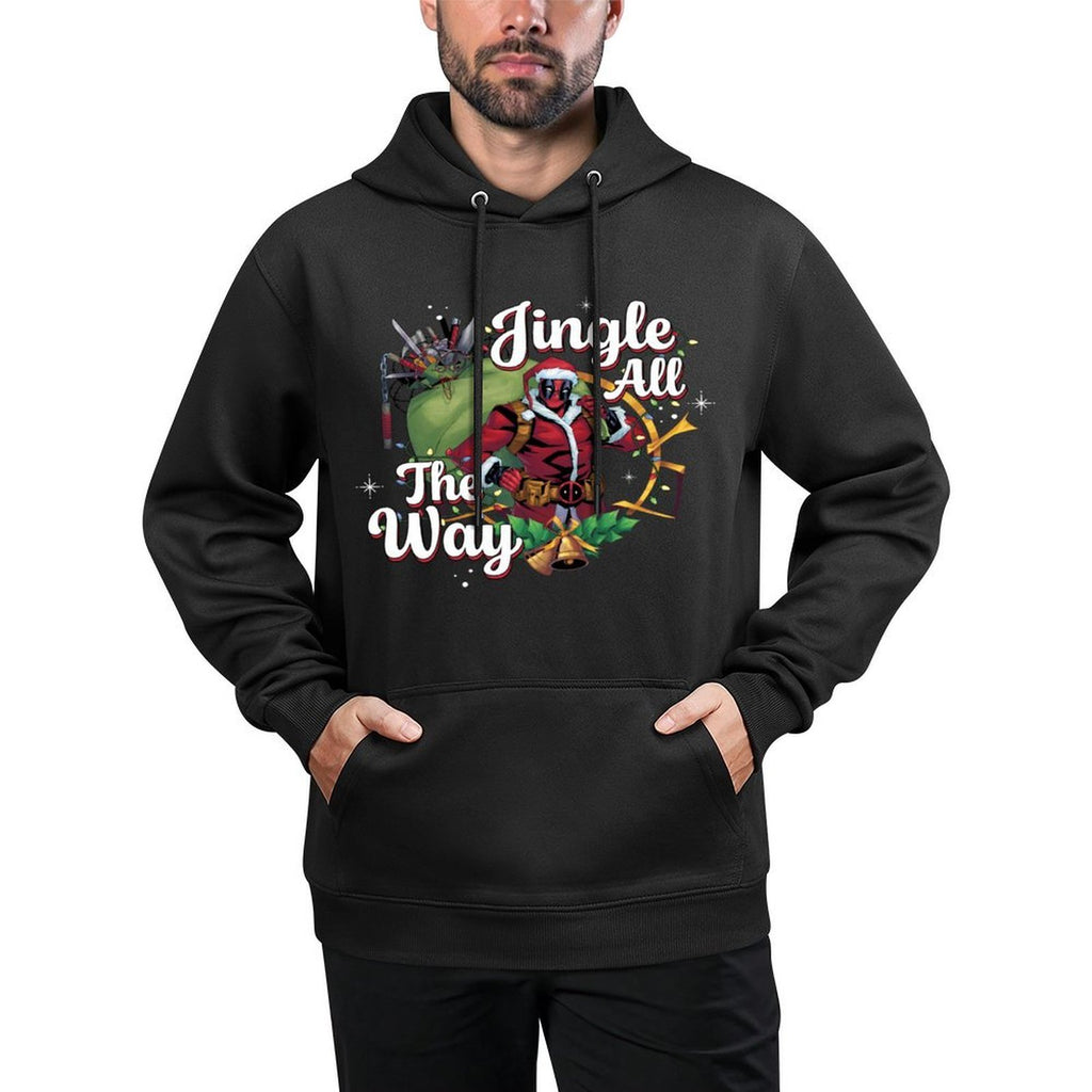 Marvel Deadpool Christmas Jingle All The Way Portrait Sweatshirt Cotton-Polyester Blend Hoodie