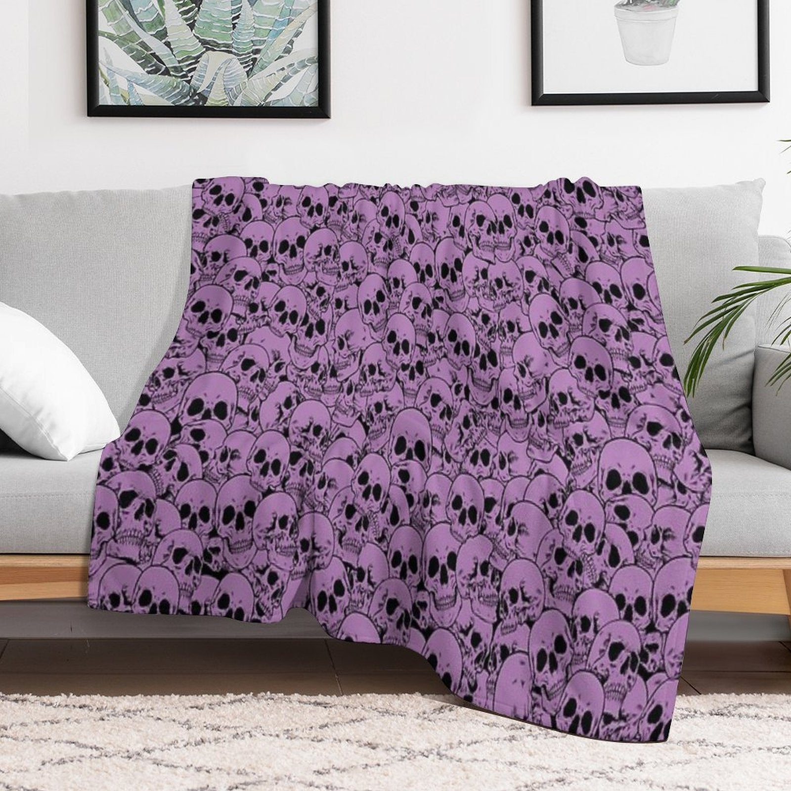 Purple Skulls Multi-functional Throw Blanket