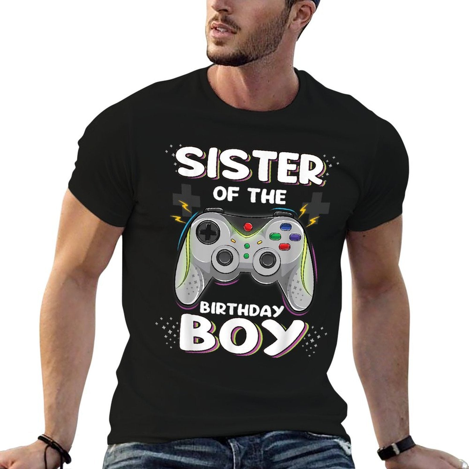 Sister of The Birthday Boy Video Gamer Birthday Party  Slim-fit Cut T-Shirt