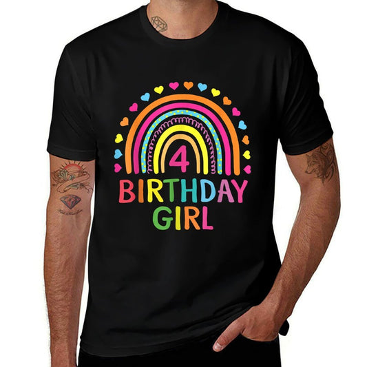 4 Years Old Rainbow Girls 4th Birthday For Girls Kids Comfortable T-Shirt