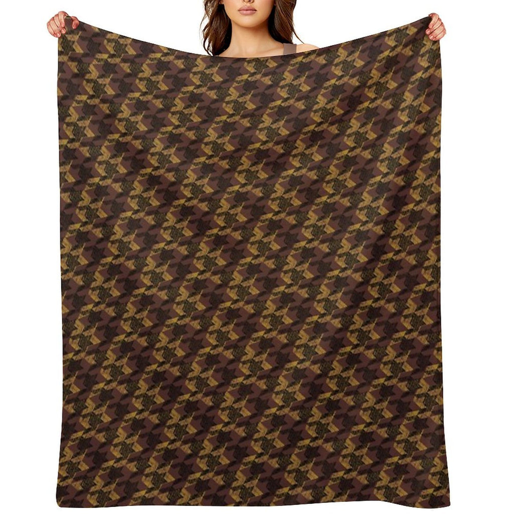 Houndstooth Brown Luxurious Pattern Anti-pilling Throw Blanket