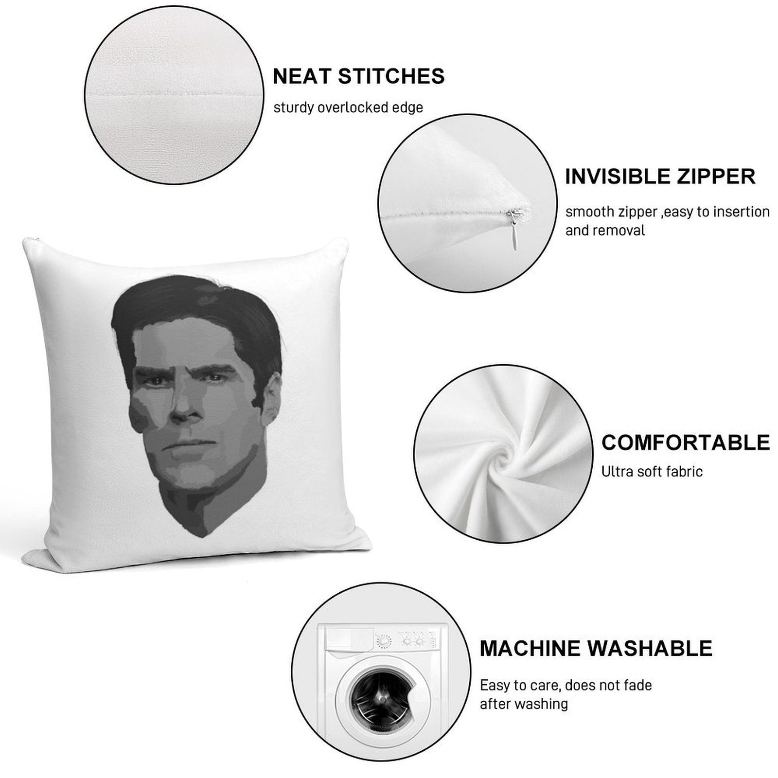 Aaron Hotchner Soft Shrink-Resistant Throw Pillow