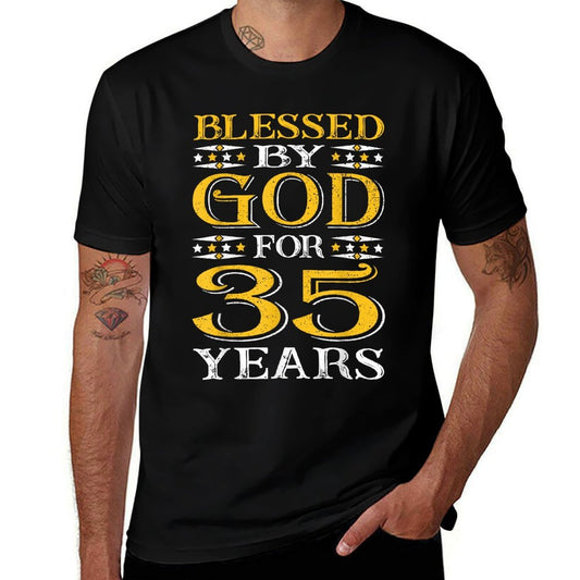 Vintage Blessed God 35 Years Happy Thirty Five 35th Birthday  Durable T-Shirt