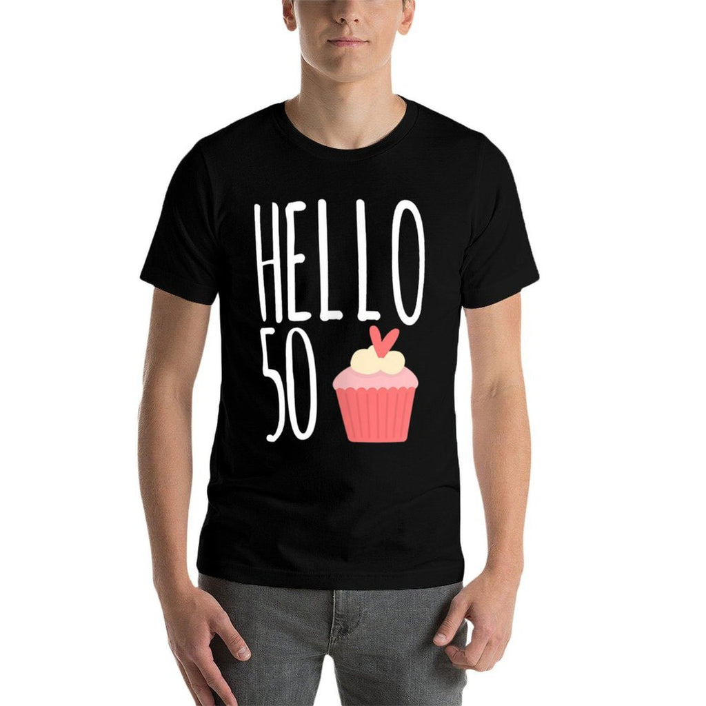 Womens 50th Birthday Gift Idea For Her Hello 50 Cupcake  Durable T-Shirt