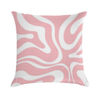 Retro Modern Liquid Swirl Abstract Pattern Square in Blush Pink And White Soft Home Decor Throw Pillow