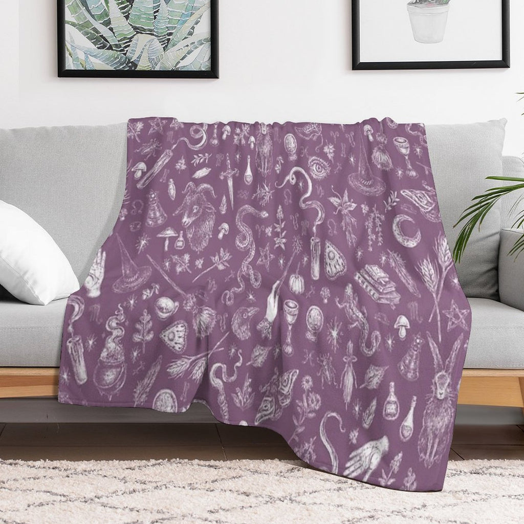 Purple Salem Witch Easy Care Throw Blanket