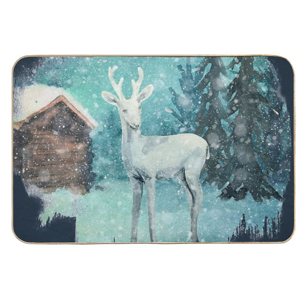 Winter Deer in The Snow Durable Bath Mat