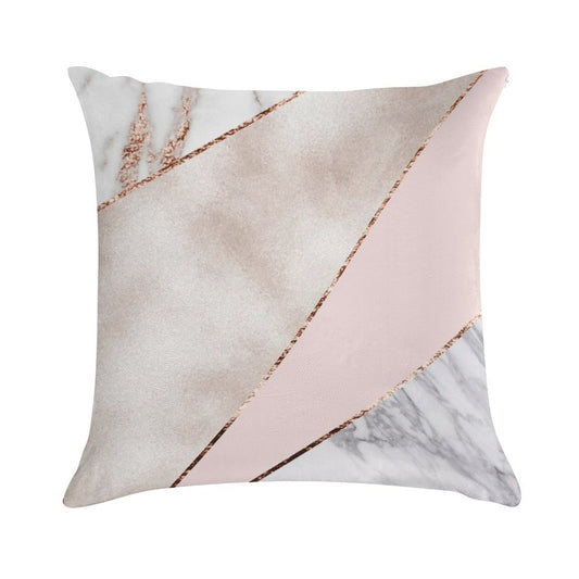 Spliced Mixed Rose Gold Marble Soft Bedroom Essential Throw Pillow