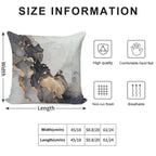 Marble Gray Black Gold Soft Washable Throw Pillow