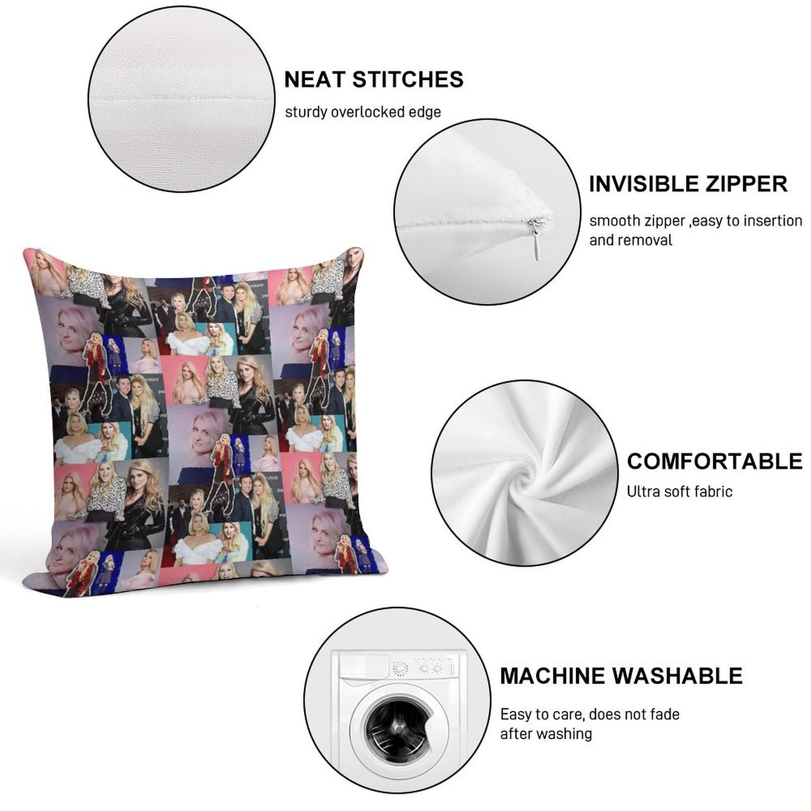 Meghan Trainor Soft Easy Maintenance Throw Pillow