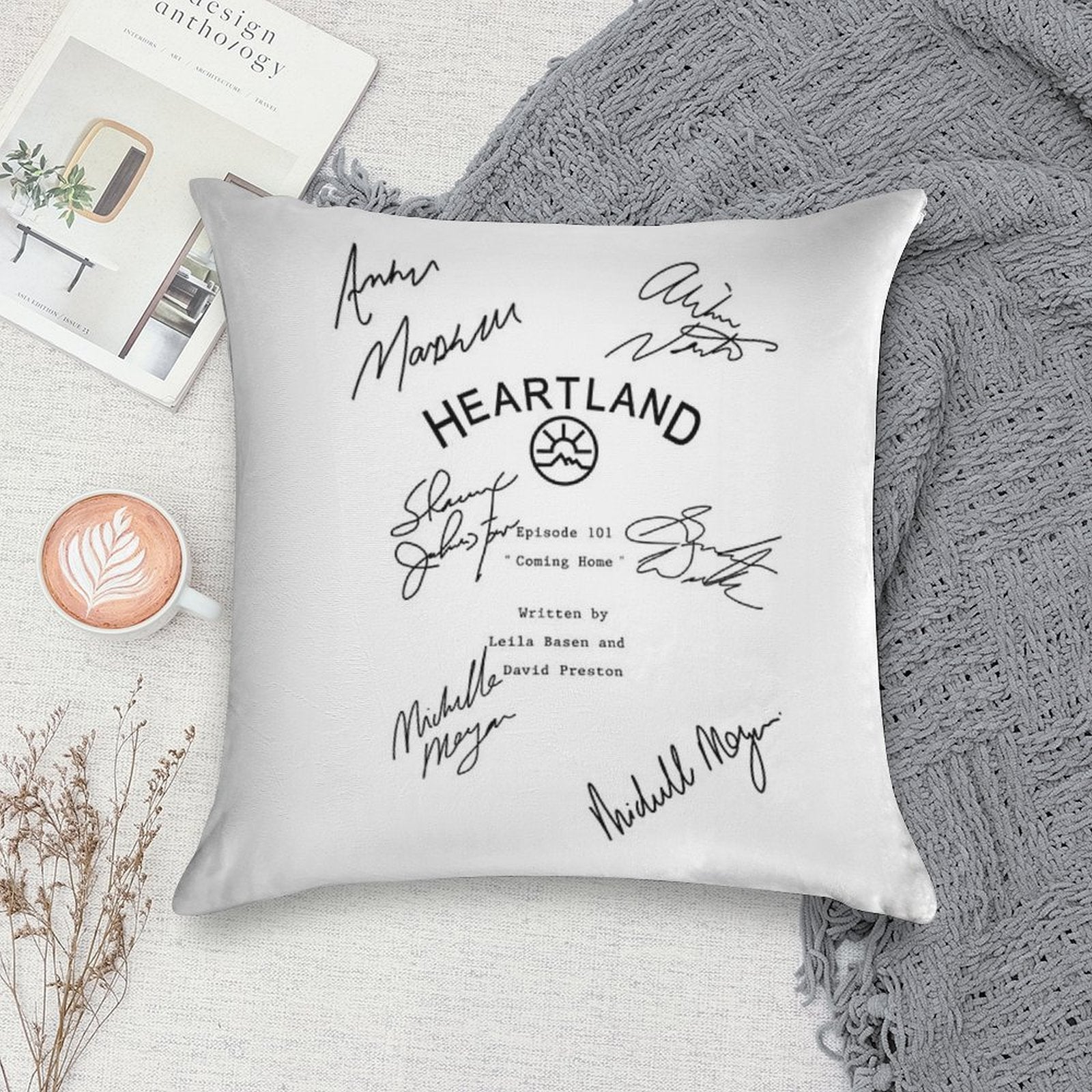 Heartland Script Soft Anti-Pilling Throw Pillow