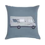 Hymer Motorhome Cartoon Graphic Soft Short Plush Fabric Throw Pillow