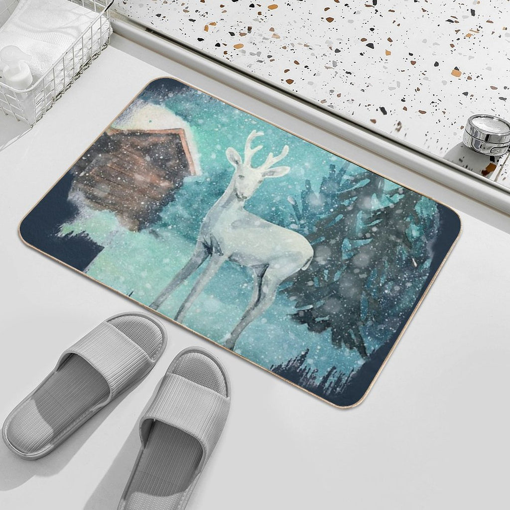 Winter Deer in The Snow Durable Bath Mat