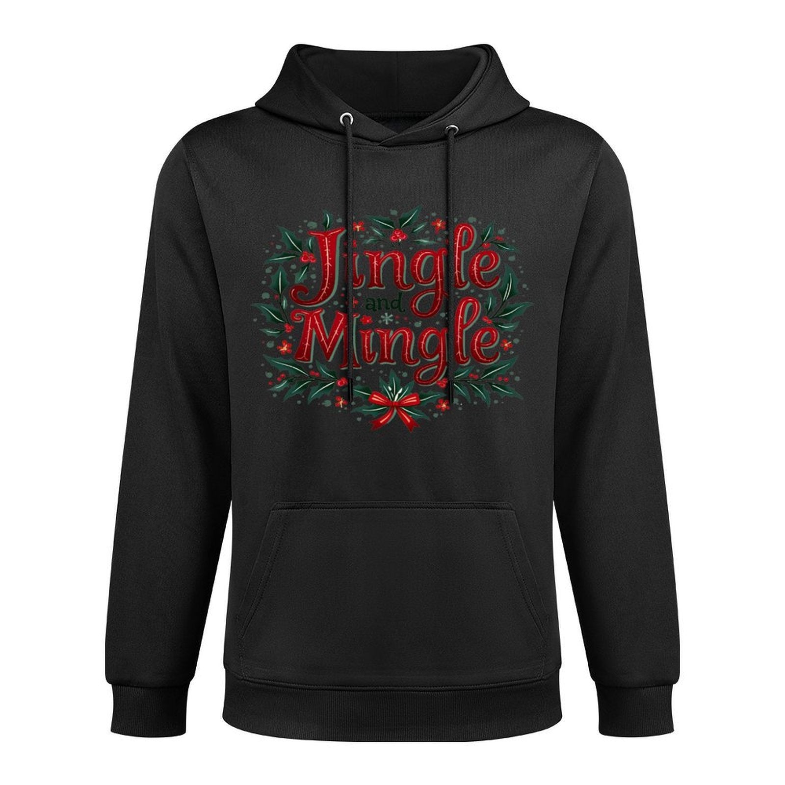 Vintage Elegant Jingle Mingle Christmas Party Friends Office Shrink-Resistant Hoodie
