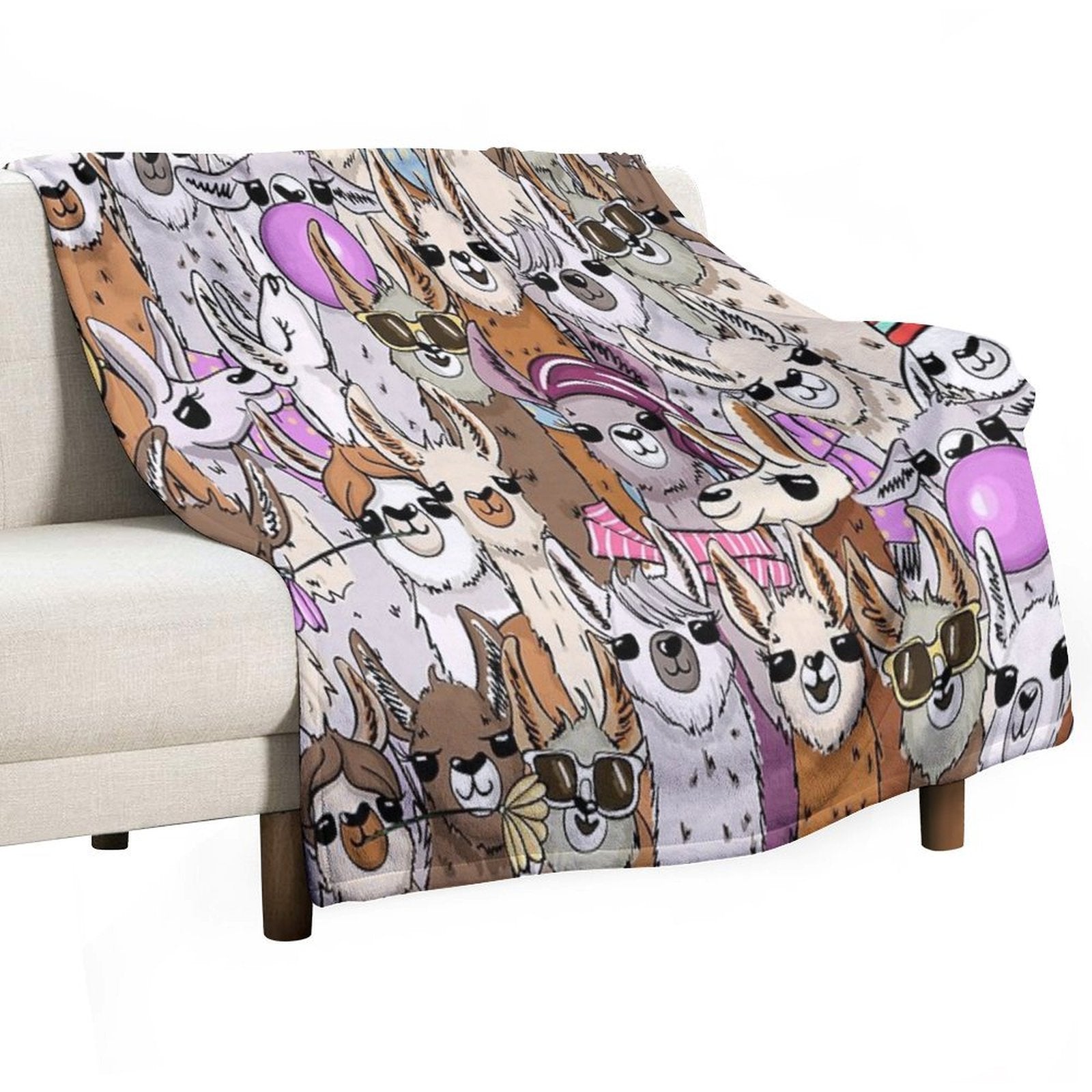 Llama Llama Party Selfie Premium Throw Blanket