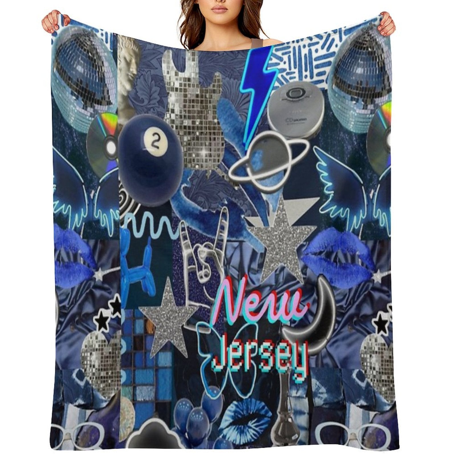 New Jersey COLLAGE Machine-washable Throw Blanket