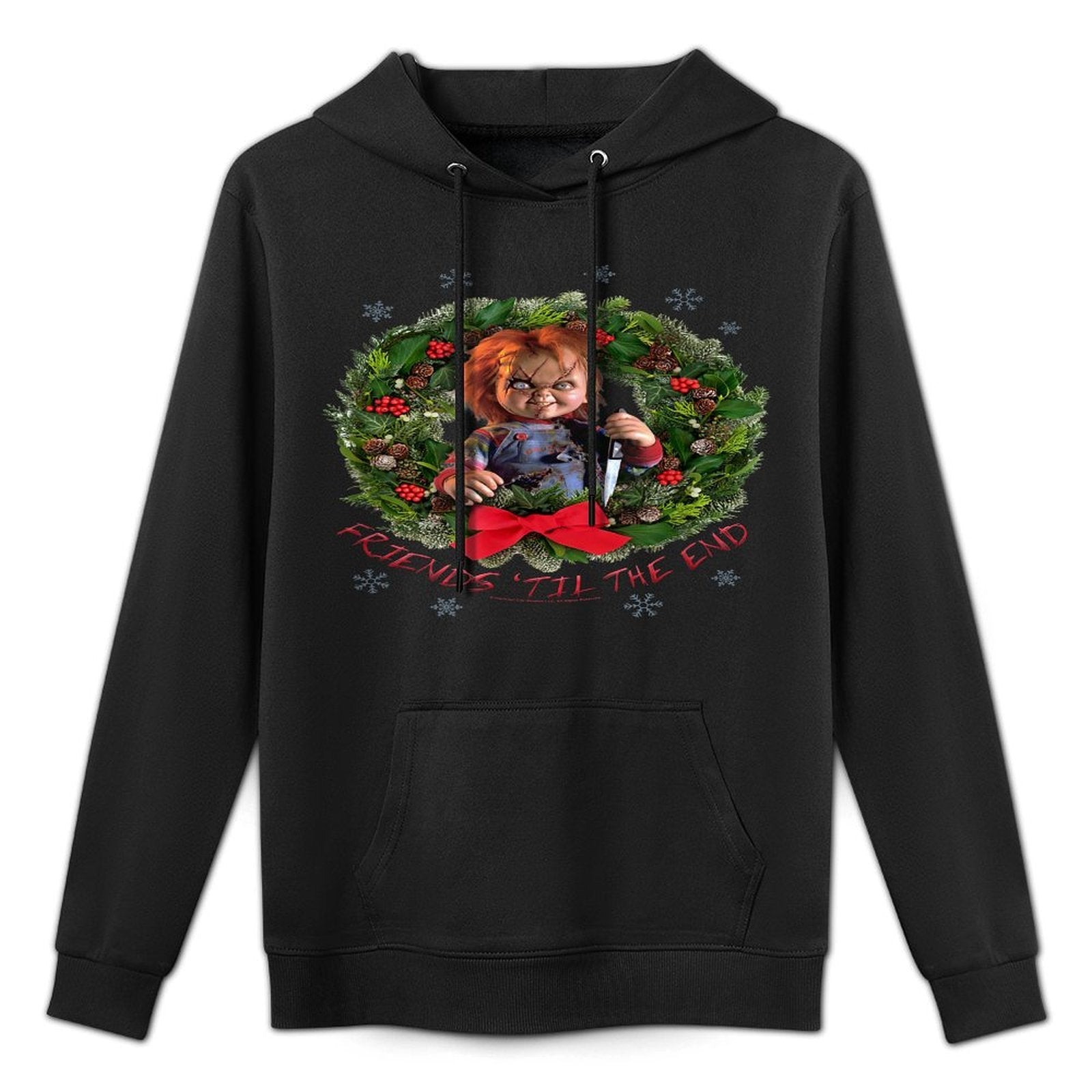 Chucky Christmas Wreath Friends Til The End Medium-Weight Fabric Hoodie