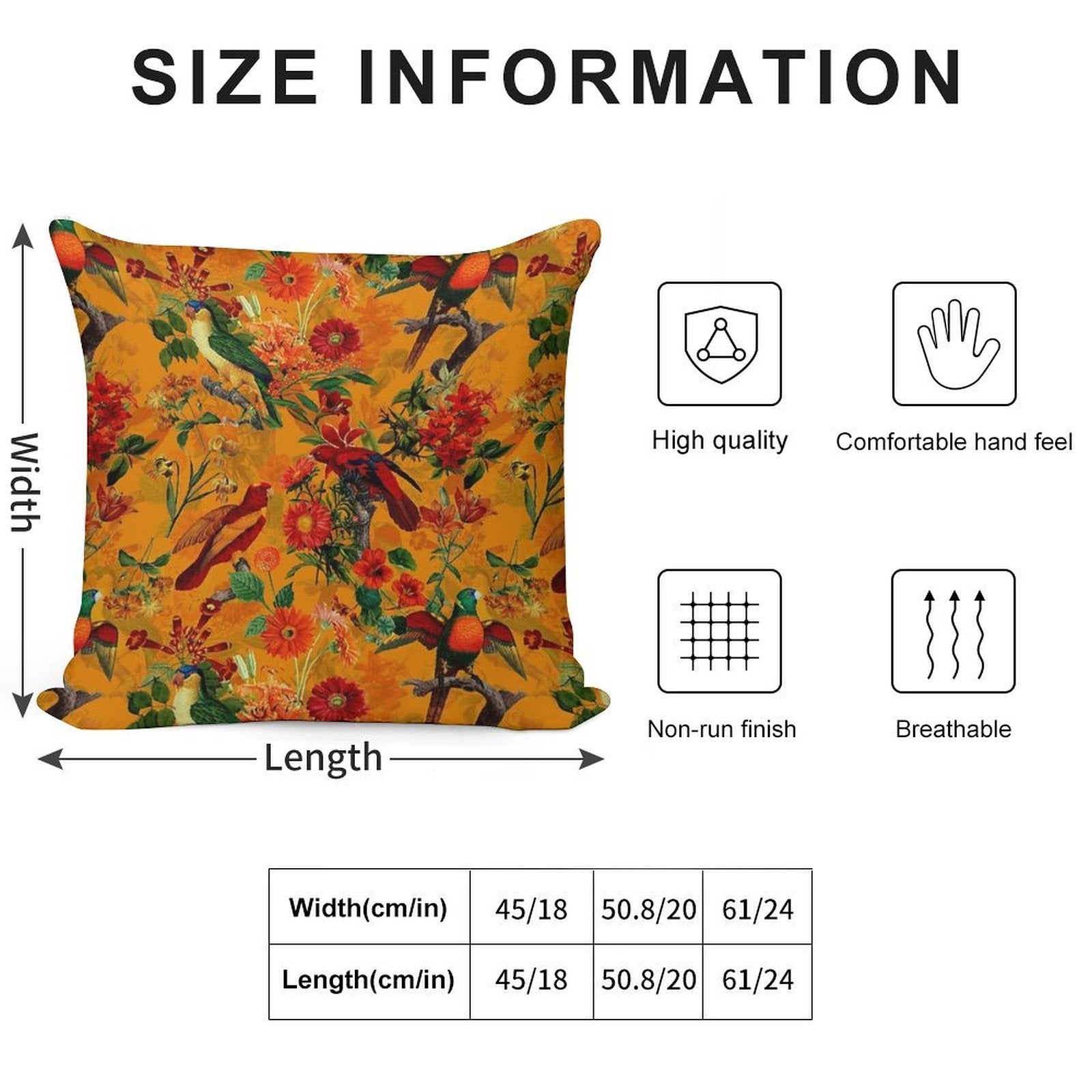 Vintage Tropical Bird Jungle Botanical Garden Orange Nightgarden Soft Warmth Comfort Throw Pillow