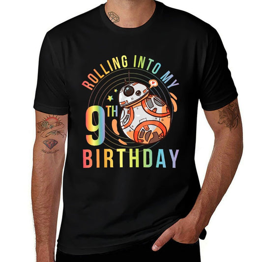 Robot Rolling Into My 9th Birthday Happy To Me 9 Years Old  Vintage-inspired T-Shirt