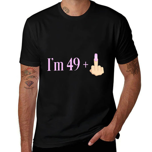Womens I'm 49 Plus Middle Finger Women's 50th Birthday Premium  Rolled Sleeves T-Shirt