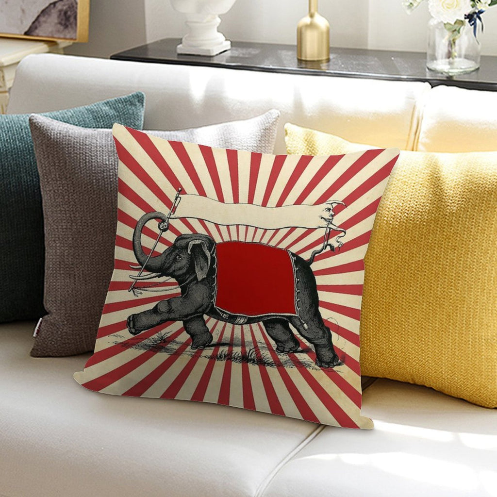 Circus Elephant Vintage Poster Pop Wall Street Art Soft Gift Ready Throw Pillow