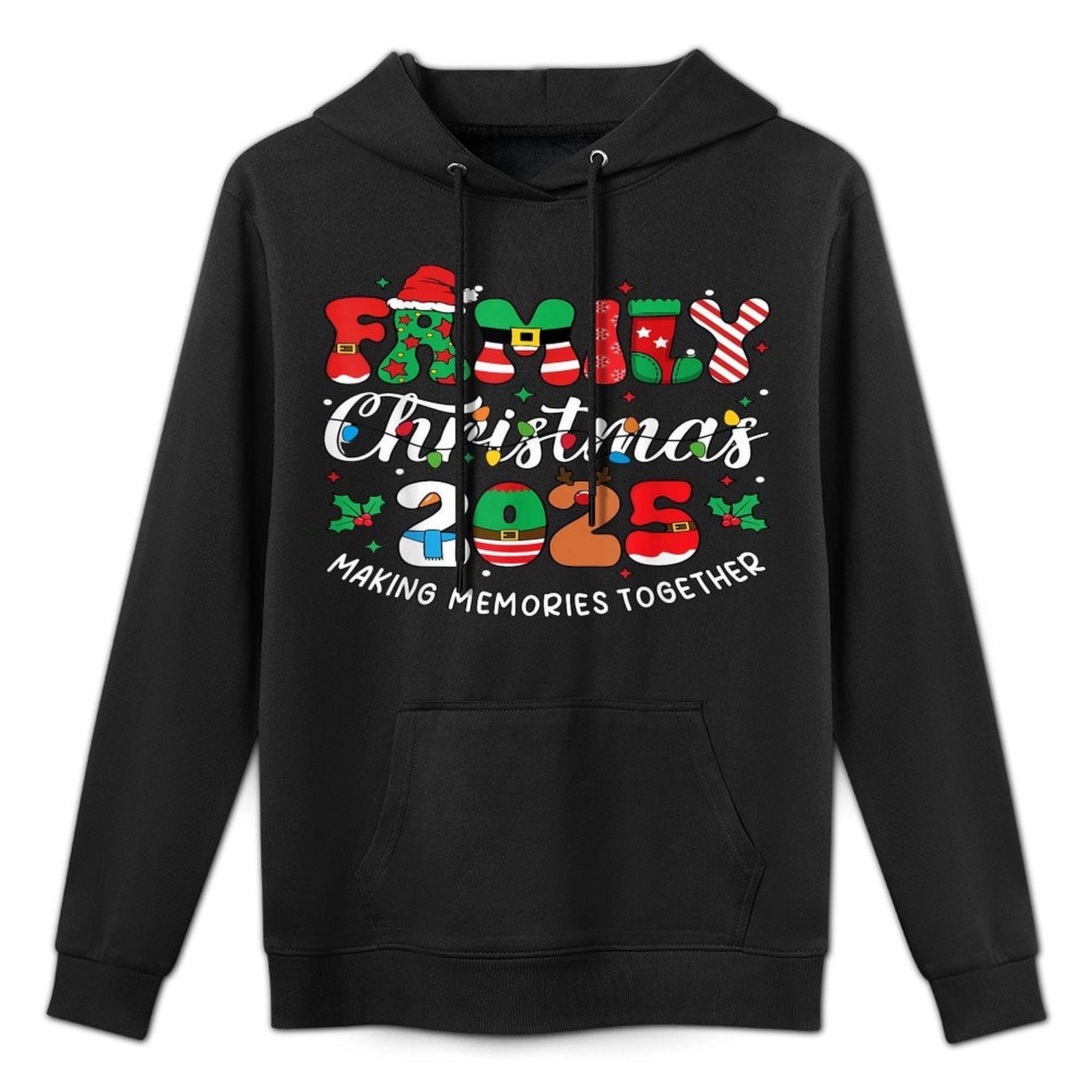 Family Christmas 2025 Matching Outfit Xmas Squad Santa Group Breathable Fabric Hoodie