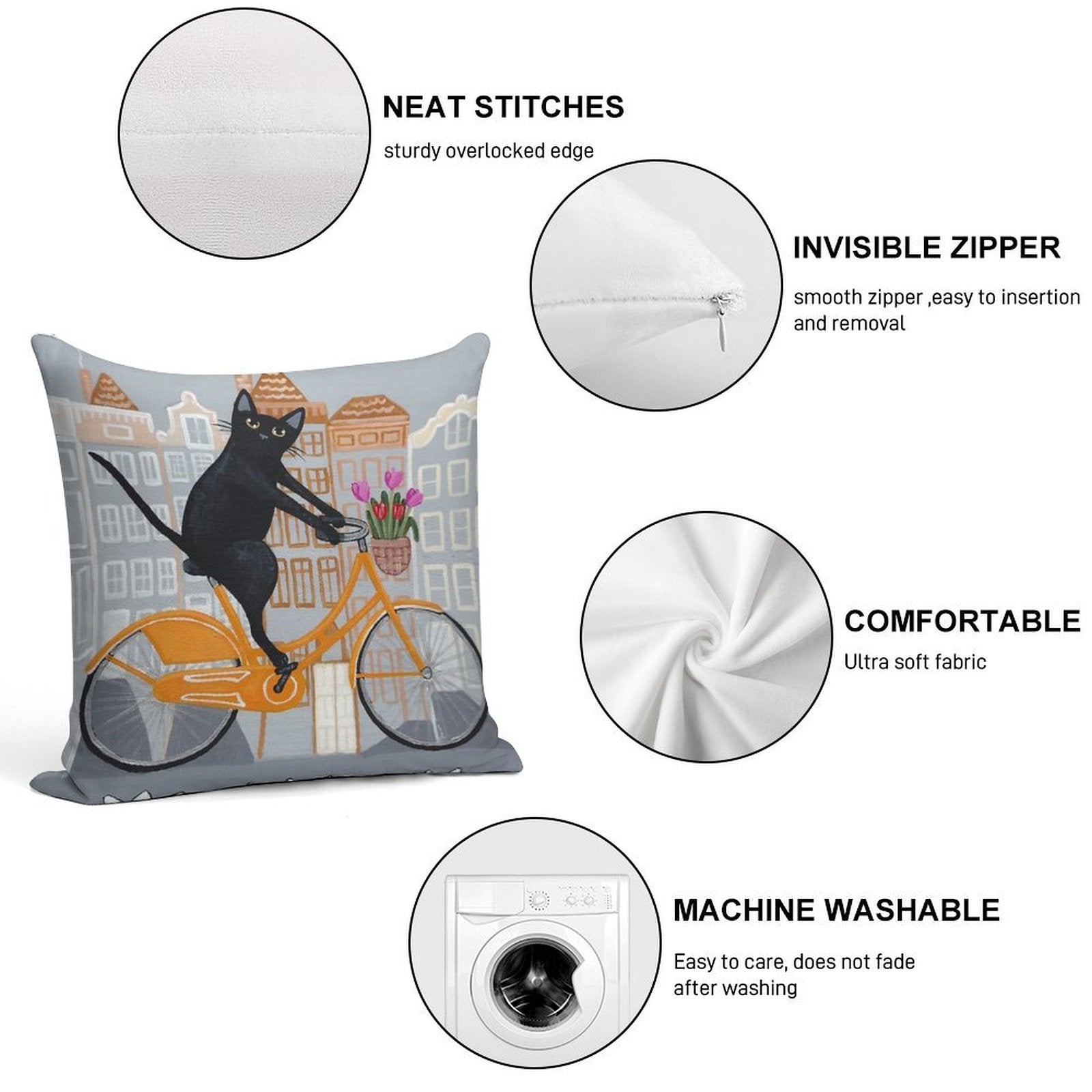 Amsterdam Bicycle Ride Soft Durable Construction Throw Pillow