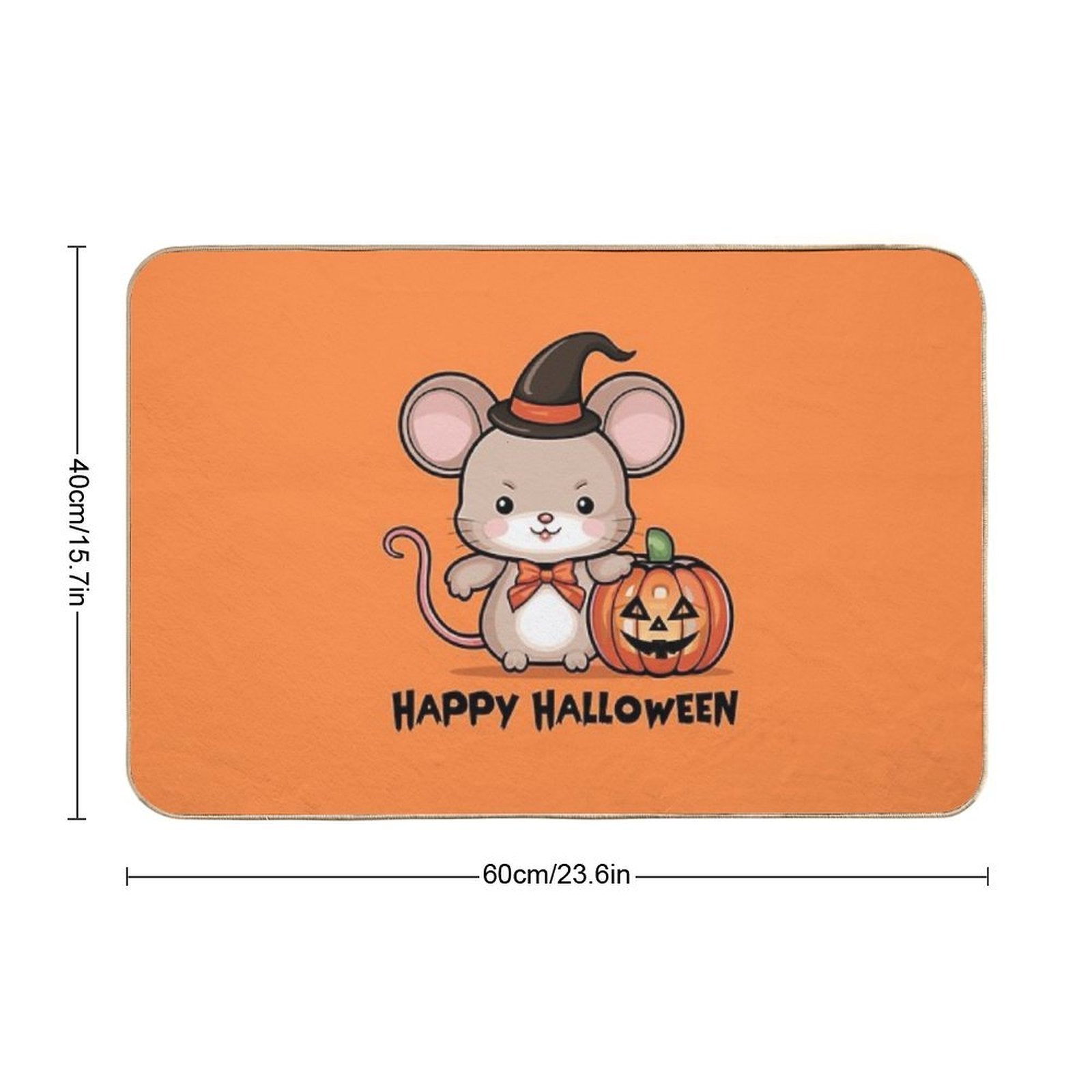 The Halloween Mouse And A Carved Pumpkin, Cute And Funny Cartoon Image  Fade-Resistant Bath Mat