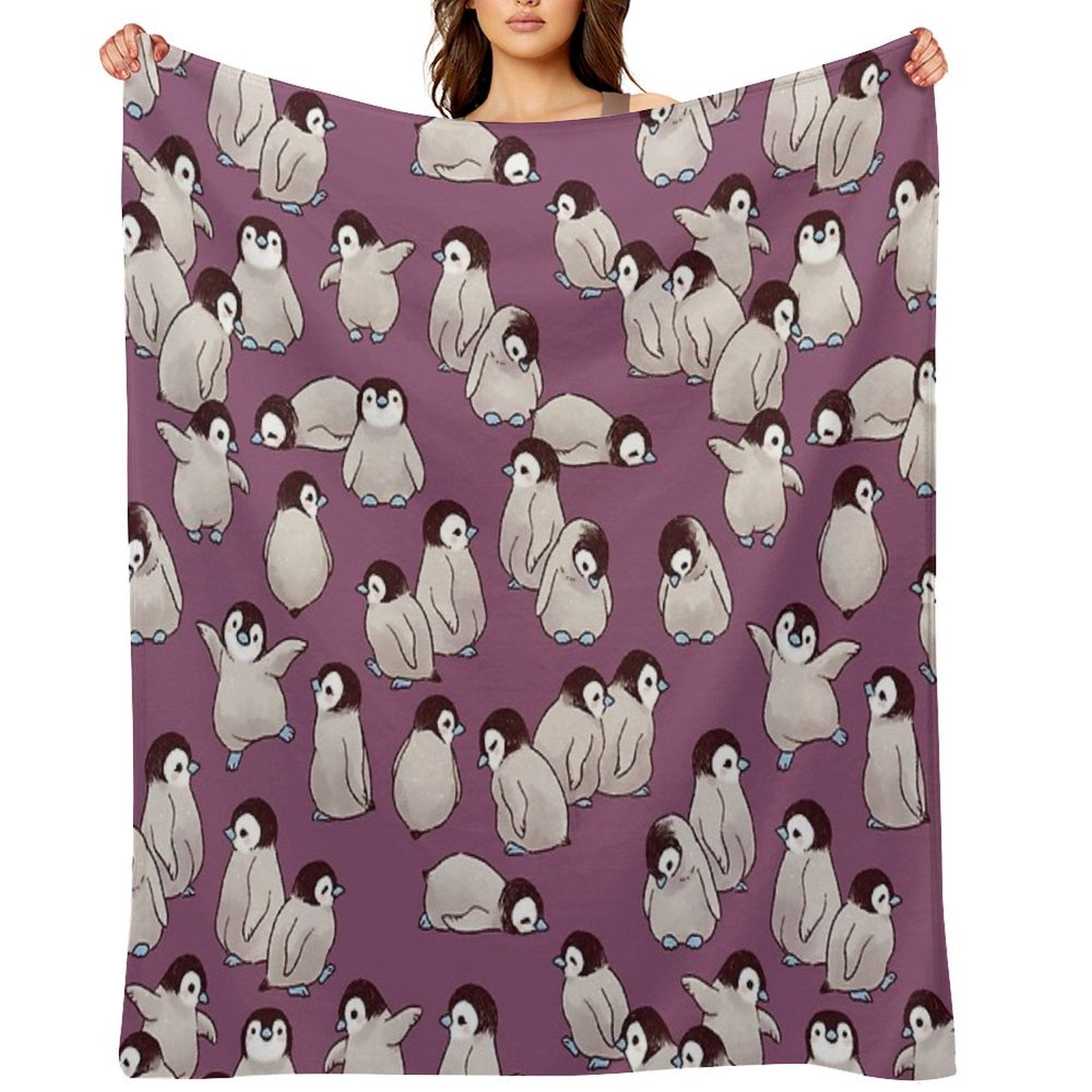Penguin Pattern Sustainable Throw Blanket