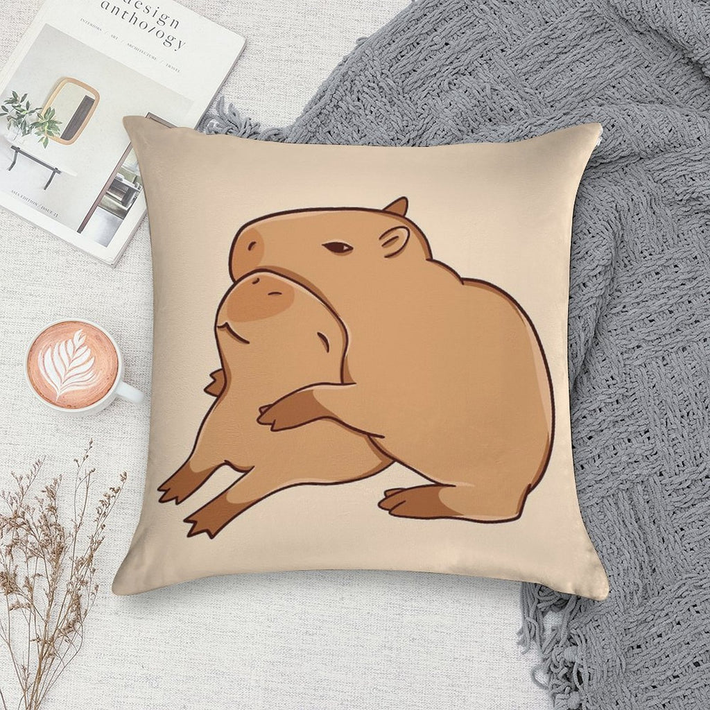 Hugging Capybaras Soft Easy Maintenance Throw Pillow