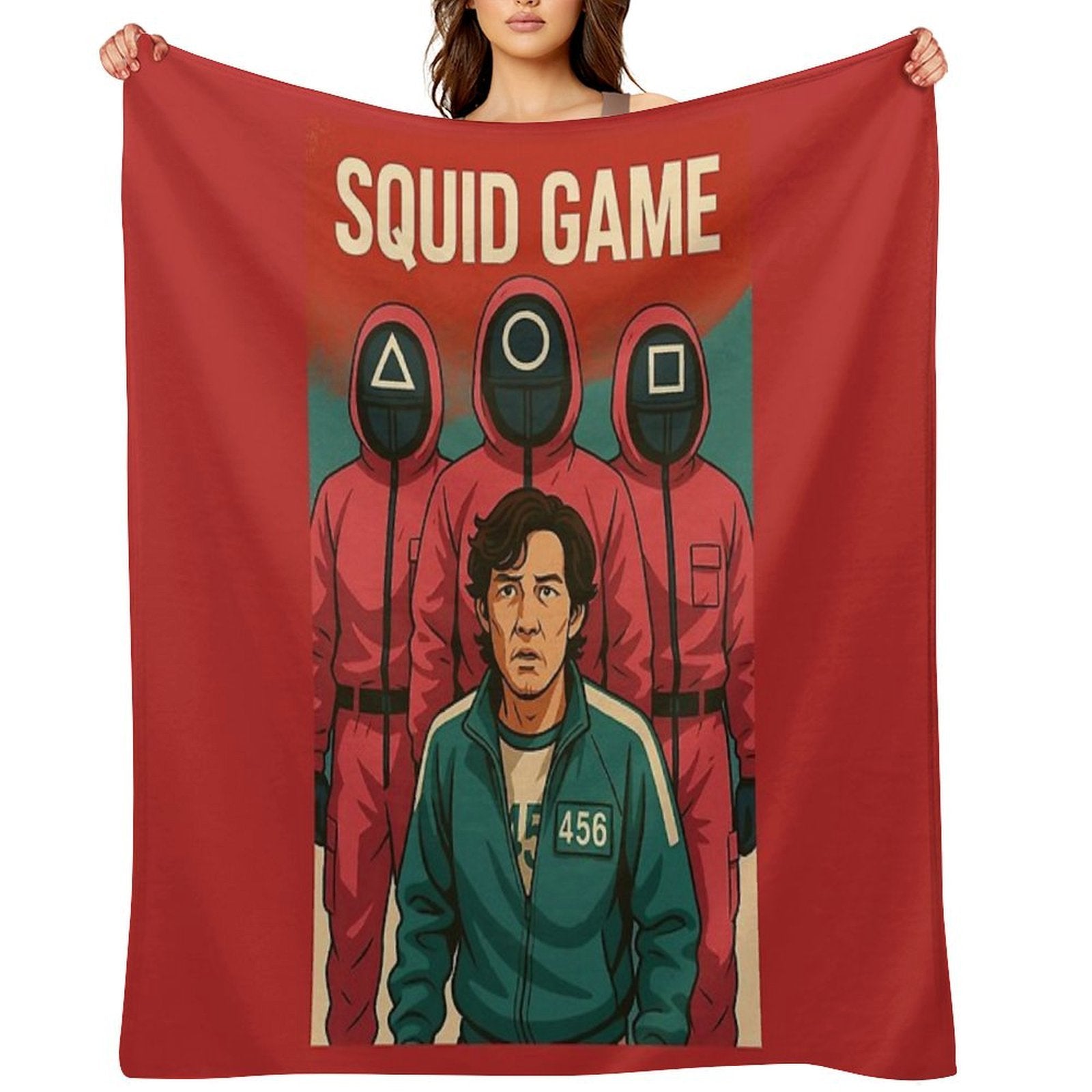 Squid Game with Cartoon-style Velvety-soft Throw Blanket