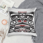 Thunderbird Bear Orca Totem Pole, Coastal Salish Haida Pacific North West Formline Design Native American Soft Fade-Resistant Throw Pillow