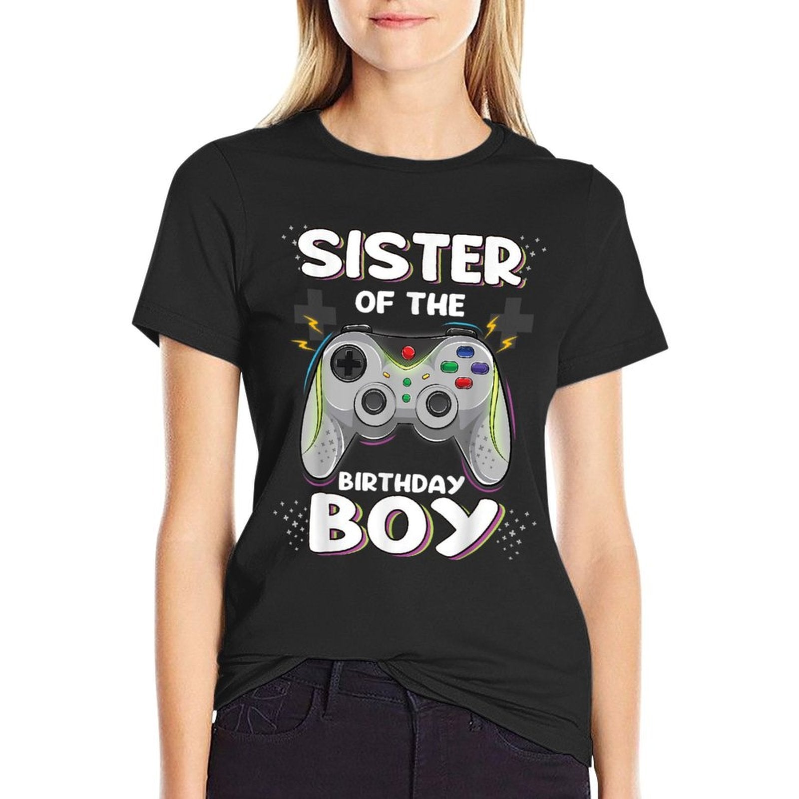 Sister of The Birthday Boy Video Gamer Birthday Party  Slim-fit Cut T-Shirt