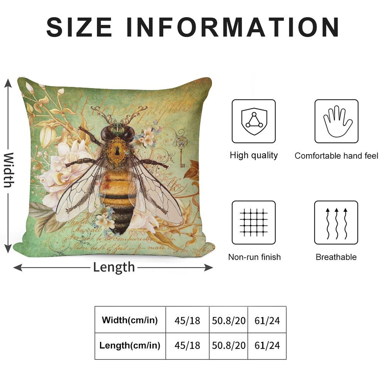 Honey Bee True Soft Hidden Zipper Throw Pillow