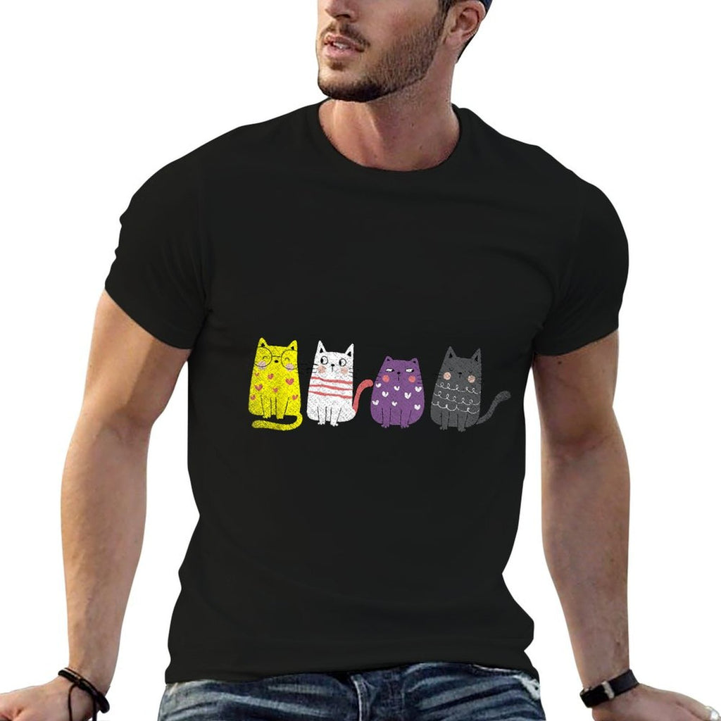 Cute Animal Cat Gift Non Binary Pride Agender Non Binary  Moisture-wicking T-Shirt
