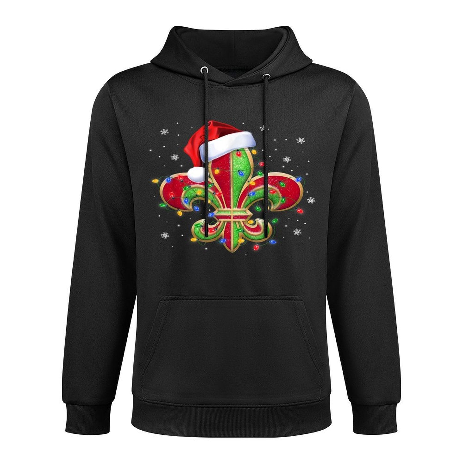 Fleur De Lis Christmas Ornament with Santa Hat Xmas Lights Layering Staple Hoodie