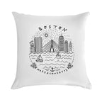 Boston Mass Skyline Collage Soft Ultra-Soft Texture Throw Pillow