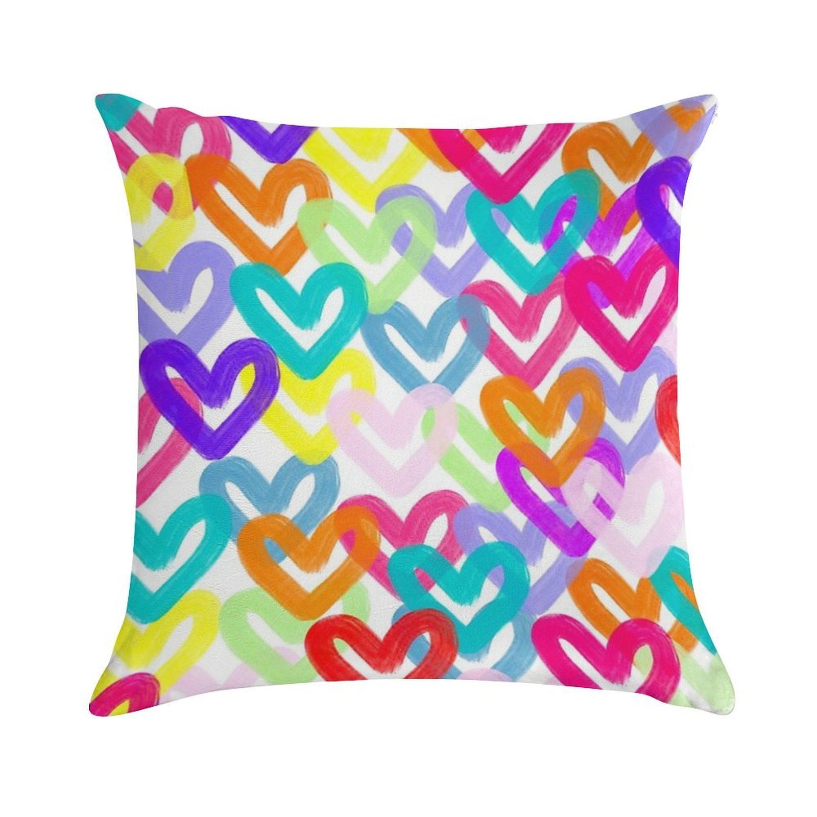 Colorful Heart Abstract Soft Durable Construction Throw Pillow