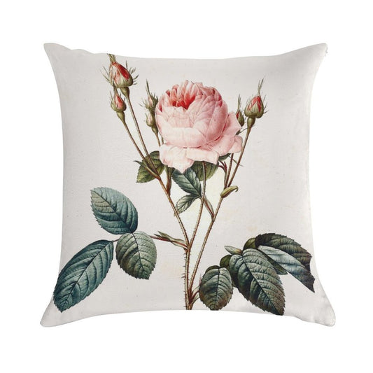 Vintage Redoute Rose Botanical Soft Decorative Cover Throw Pillow