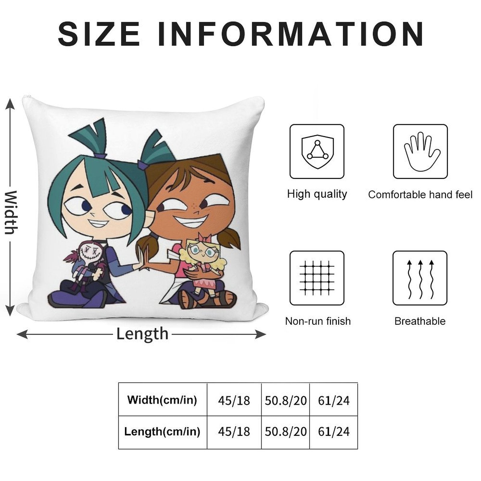 Gwen And Courtney Total Dramarama Soft Hidden Zipper Throw Pillow