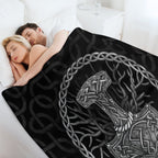 Mjolnir - The Hammer of Thor And Tree of Life Anti-pilling Throw Blanket