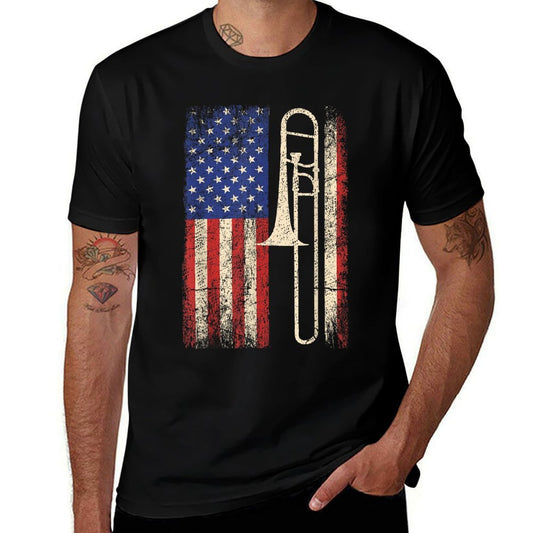 Trombone USA American Jazz Music Vintage Men  Moisture-wicking T-Shirt