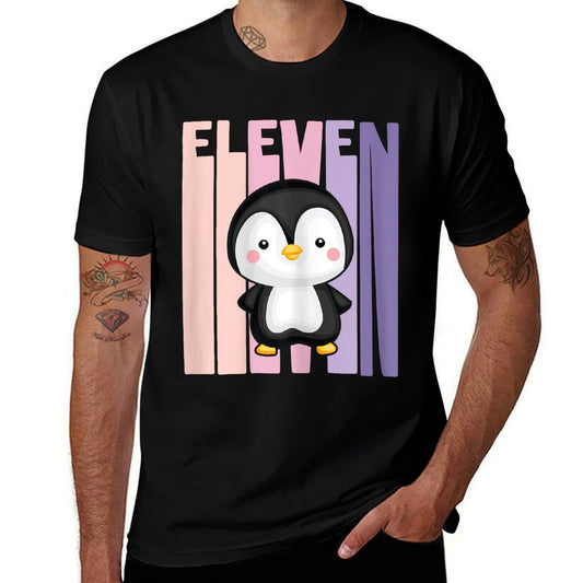 11 Year Old Cute Penguin Birthday Girl 11th B-day  High-quality Stitching T-Shirt