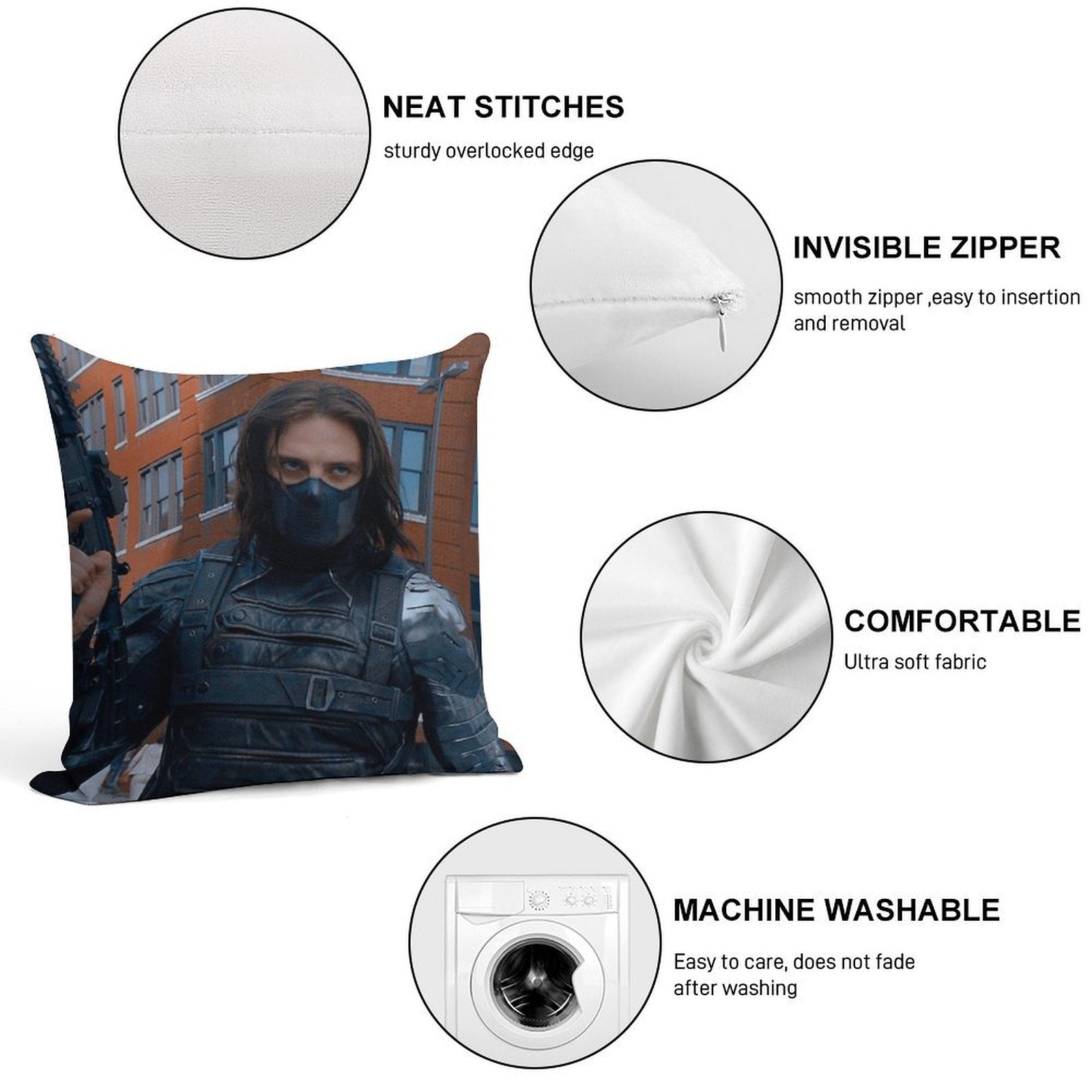 Hot Winter Soldier Soft Reinforced Edging Throw Pillow
