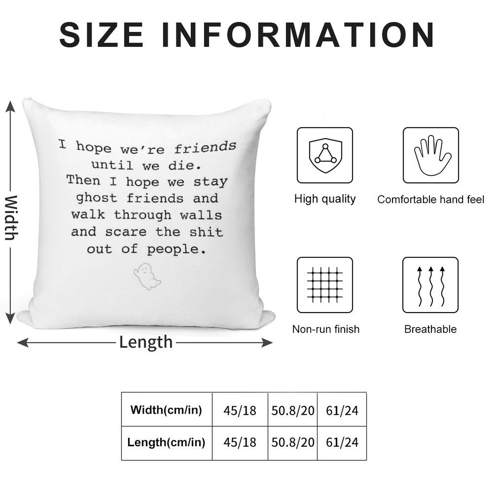 I Hope We're Friends Until We Die Soft Hidden Zipper Throw Pillow