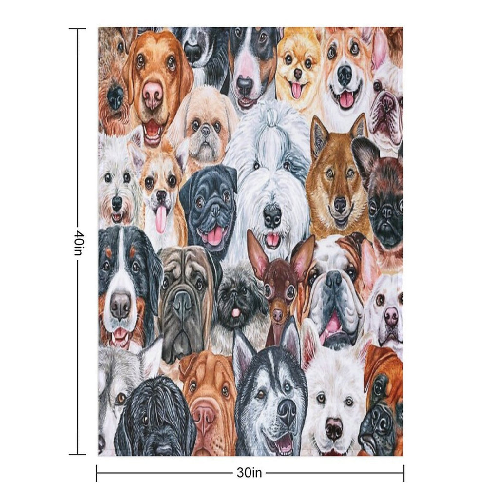 Beautiful Collage of Dogs, So Many Painted Beautiful Faces, Dogs Are The Best! Shrink-resistant Throw Blanket