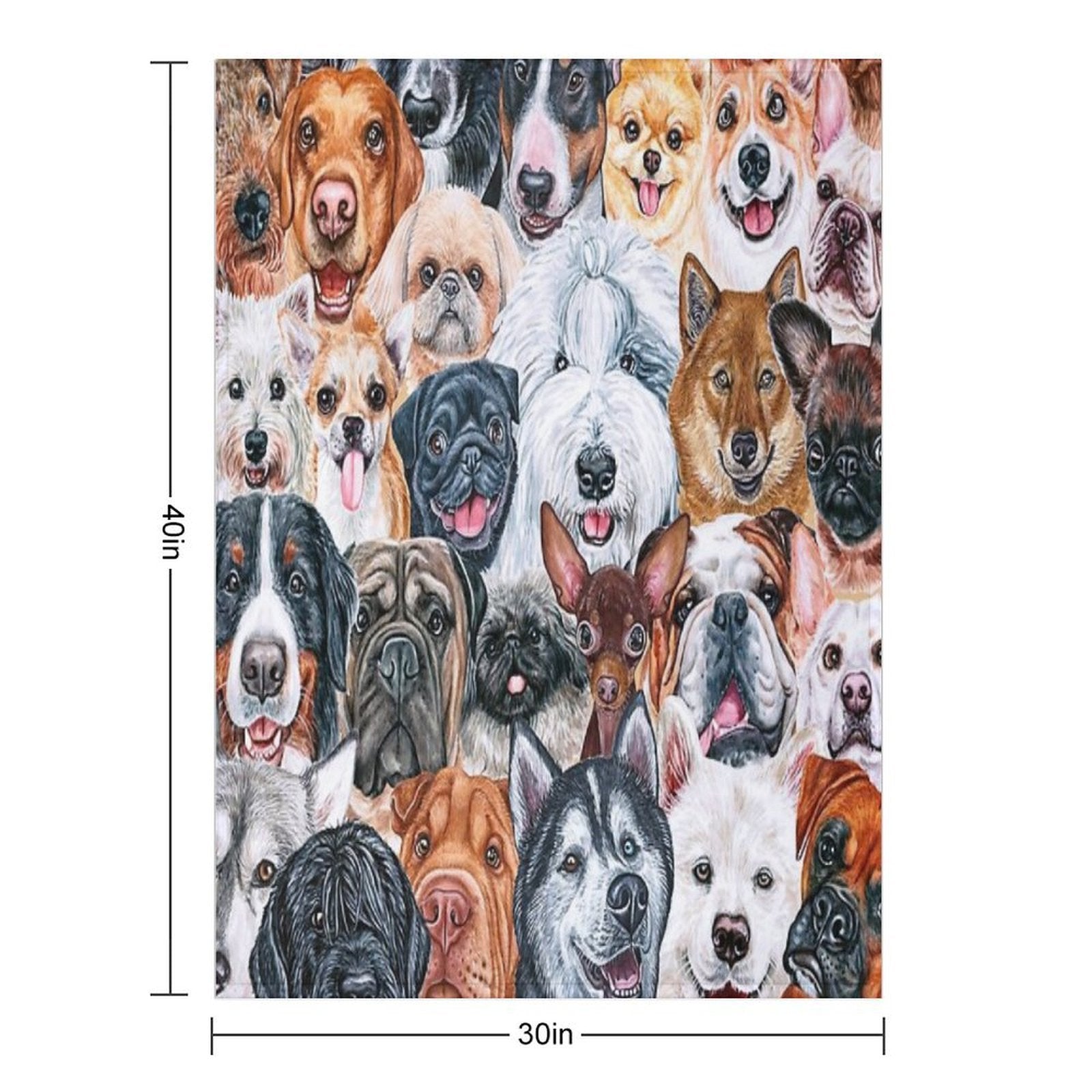 Beautiful Collage of Dogs, So Many Painted Beautiful Faces, Dogs Are The Best! Shrink-resistant Throw Blanket