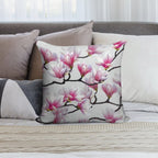 Pink Springtime Magnolia Blossom Soft Luxury Feel Throw Pillow