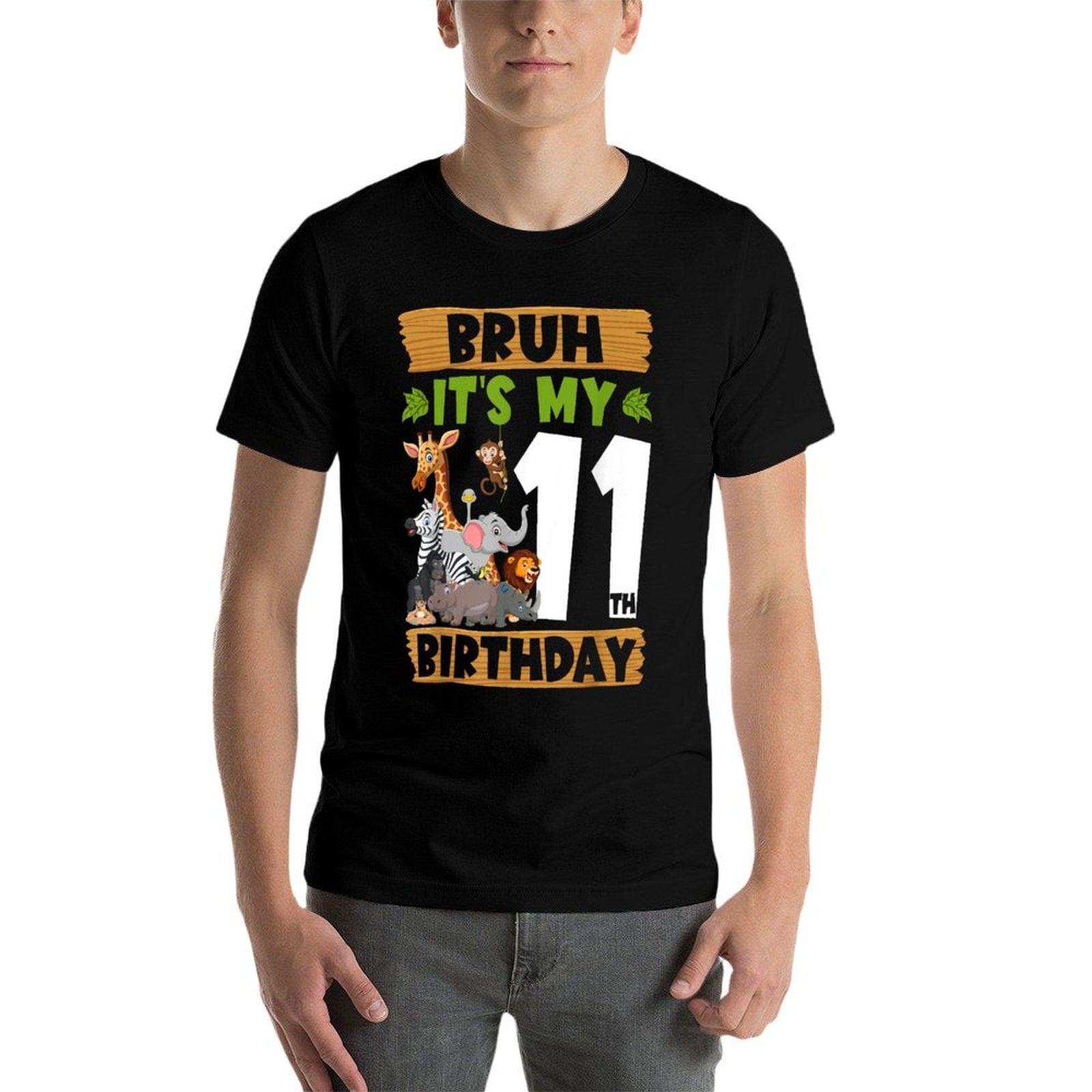 Bruh It's My 11th Birthday Animals Jungle Safari 11 Year Old  Versatile T-Shirt